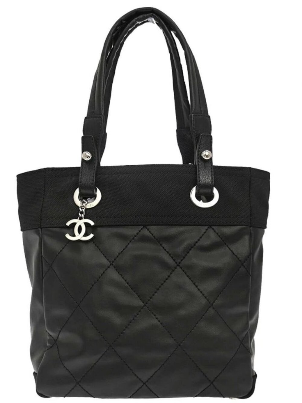 Chanel Black Canvas Paris-Biarritz Tote PM Handbag 197891